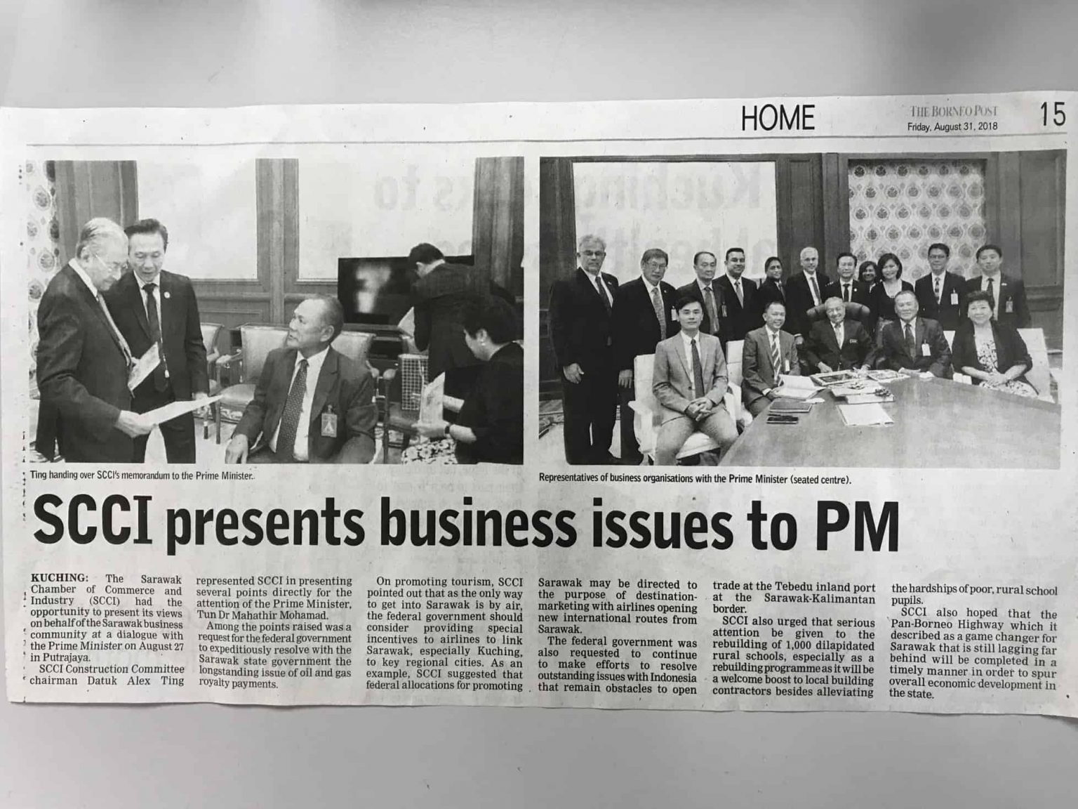Press Release for SCCI meeting with Prime Minister Tun Dr Mahathir Mohamad